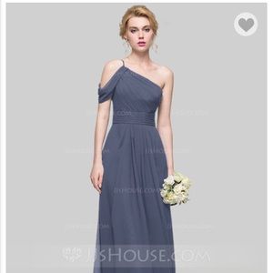 One-shoulder Floor-length Chiffon dress